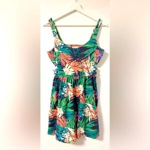 FOREVER 21 Tropical Cutout Fit & Flare Dress - Size US L